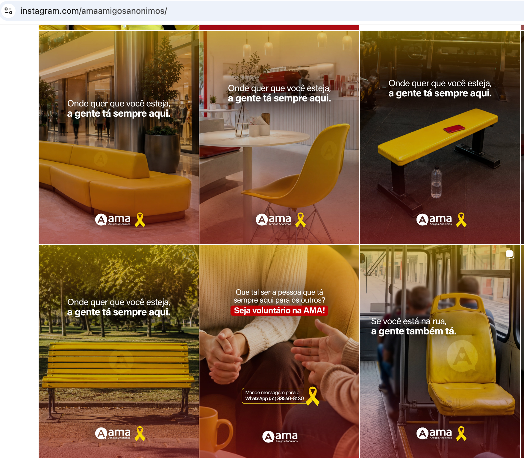 Campanha Setembro Amarelo no Instagram da AMA